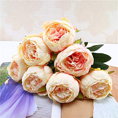 Artificial Flowers,Longay 1 Bouquet Vintage Artificial Peony Silk Flowers Bouquet for Decoration (B) - Thumbnail 3