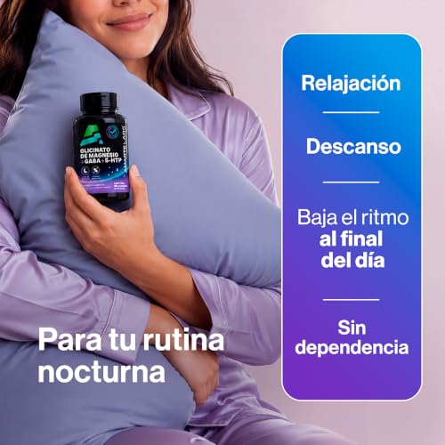 AMARTE LABS Fórmula Nocturna Sin Melatonina Magnesio Glicinato GABA 5HTP L Teanina Descanso y Relajación 60 Cápsulas
