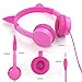 Kids Headphones, Vogek 2 in 1 Cat/Bunny Ear Wired On-Ear Headphones Headsets with 85dB Volume Limited, Children Headphones for Kids - Pink