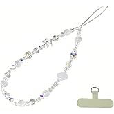 NUANJUYU Cute Sparkling Star & Cat's Eye Phone Lanyard, Beaded Crystal Charm Strap for Phone Keys Purse - Gift for Women