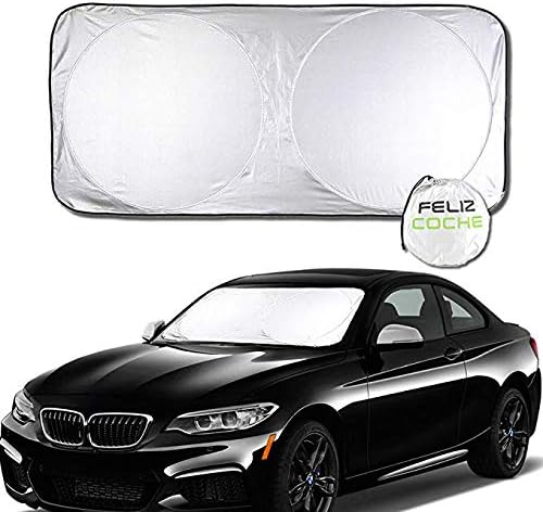 FelizCoche Foldable Car Windshield Sun Shade Size 59" x 27-1/2" Inside Use UV Reflector Inner Protection -Making a Cool Driving