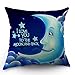 Moslion Quotes Pillow Case I Love You The Moon and Back Letter with Smile Moon Decorative Throw Pillow Case 18