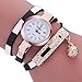Mosunx Women Watches Fashion New Girl Watches Charm Wrap Around Leatheroid Quartz Wrist Watch Girlfriend Gift (Black)