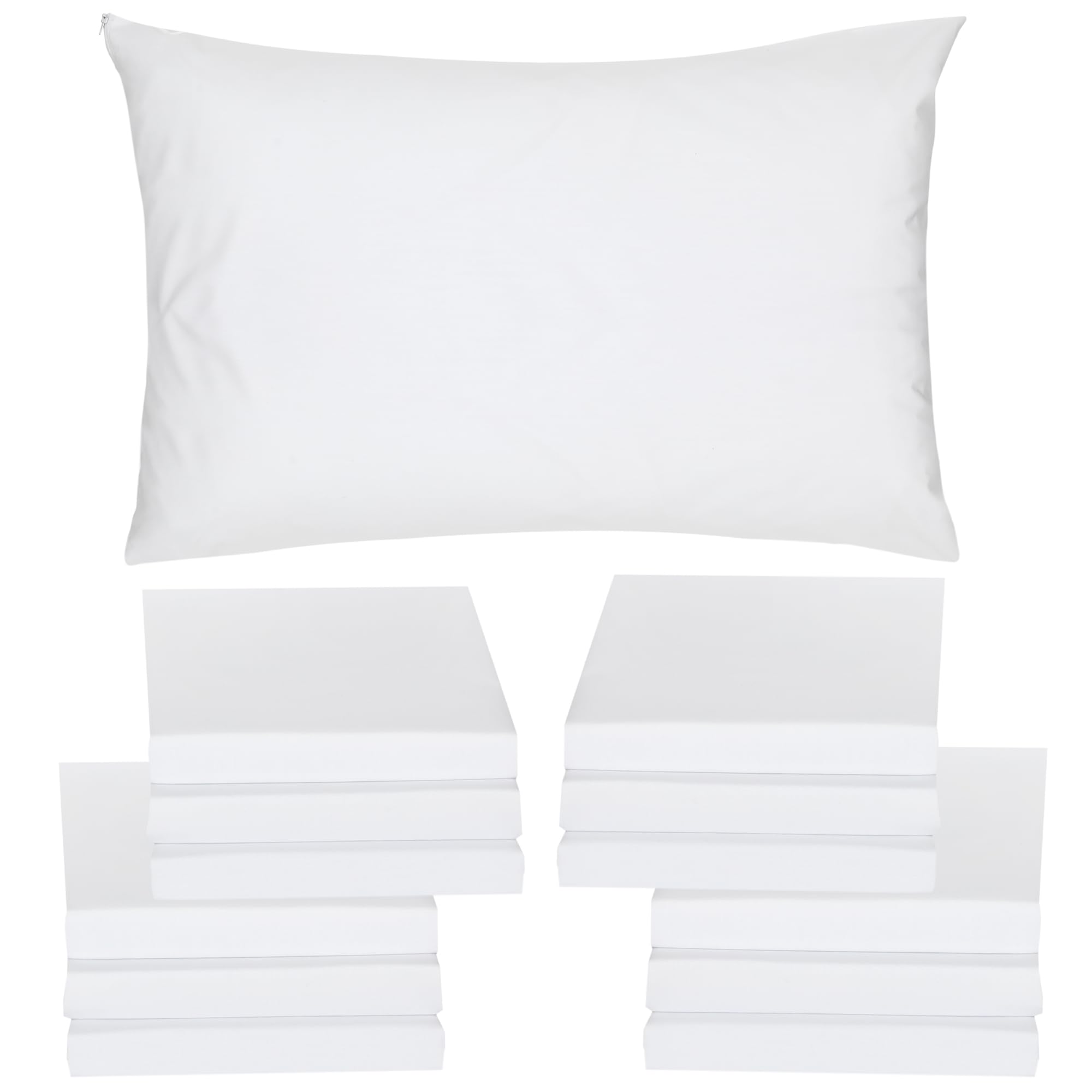 Microfiber Zippered Pillow Protectors Cover Case, Anti Dust Mite, Anti-Allergy, Hotel Quality Pillowcase (75x50cm, Pack of 12)