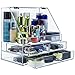 NEWCREA Makeup Organizer with Lid,Clear Bathroom Organizer with 3 Drawer,Acrylic Jewelry Holder Box to Tidy Your Cosmetics,Brush tools,Skin Care