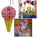 Ice Cream Hanging Pink Paper Decoration Set Of 4, Ice Cream Party Honeycomb Decorations. Great For Summer and Beach Parties, Birthdays and More. Ideal For Indoor and Outdoor Use.
