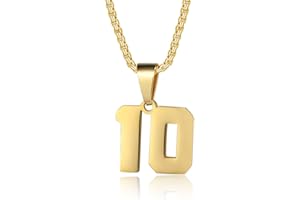 SUSOOK Number Necklaces Personalized Necklaces 18K Gold Plated Initial Number Pendant Stainless Steel Chain Sports Necklaces for Men Women