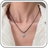 Xduargs Boho Leather Choker Necklace Black Leather Suede Necklace Gothic Leather Cord Choker Necklace Silver Strawberry Necklace Jewelry for Women