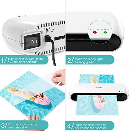 ABOX A4 Laminator Machine OL145, Portable Thermal Laminating Machine for Professional Laminating with Corner Rounder, Trimmer and 12 Pouches - Thumbnail 7