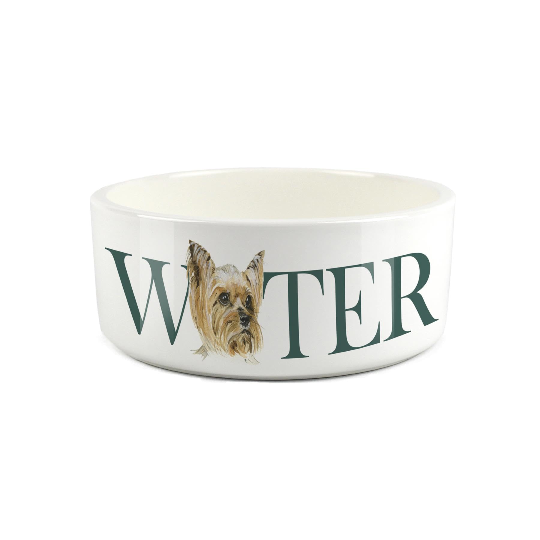 Yorkshire Terrier Pet Bowl - Painted Dog Portrait by Rhianon Chauncey - Large Ceramic Dog Water Bowl/Dish Gift for Dogs
