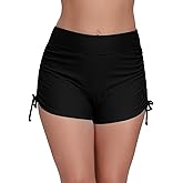 Halcurt Women's High Waisted Swim Board Shorts (Available in Plus) Tummy Control Side Drawstring Swimsuit Bottoms