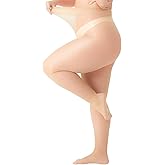 OrbiflexY Plus Size Sheer Pantyhose 20D Ultra Silky High Waist Tights with Oil Slick Shine Tummy Control Run Snag Resistant