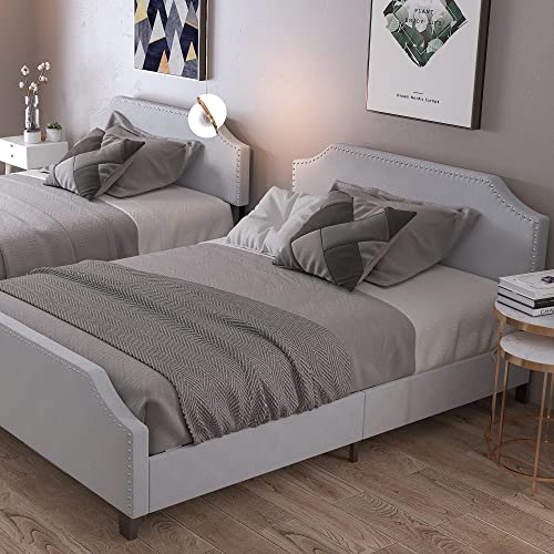 LIKIMIO Full Size Bed Frame, Modern Upholstered Platform Bed with