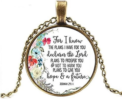 Jeremiah 29 11 for I Know The Plans I Have for You Bible Verse Pendant Necklace Glass Cabochon Charm Christian Necklaces