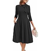 ZonJie Womens Elegant Cocktail Party A-line Flare Hem Dress with Pocket