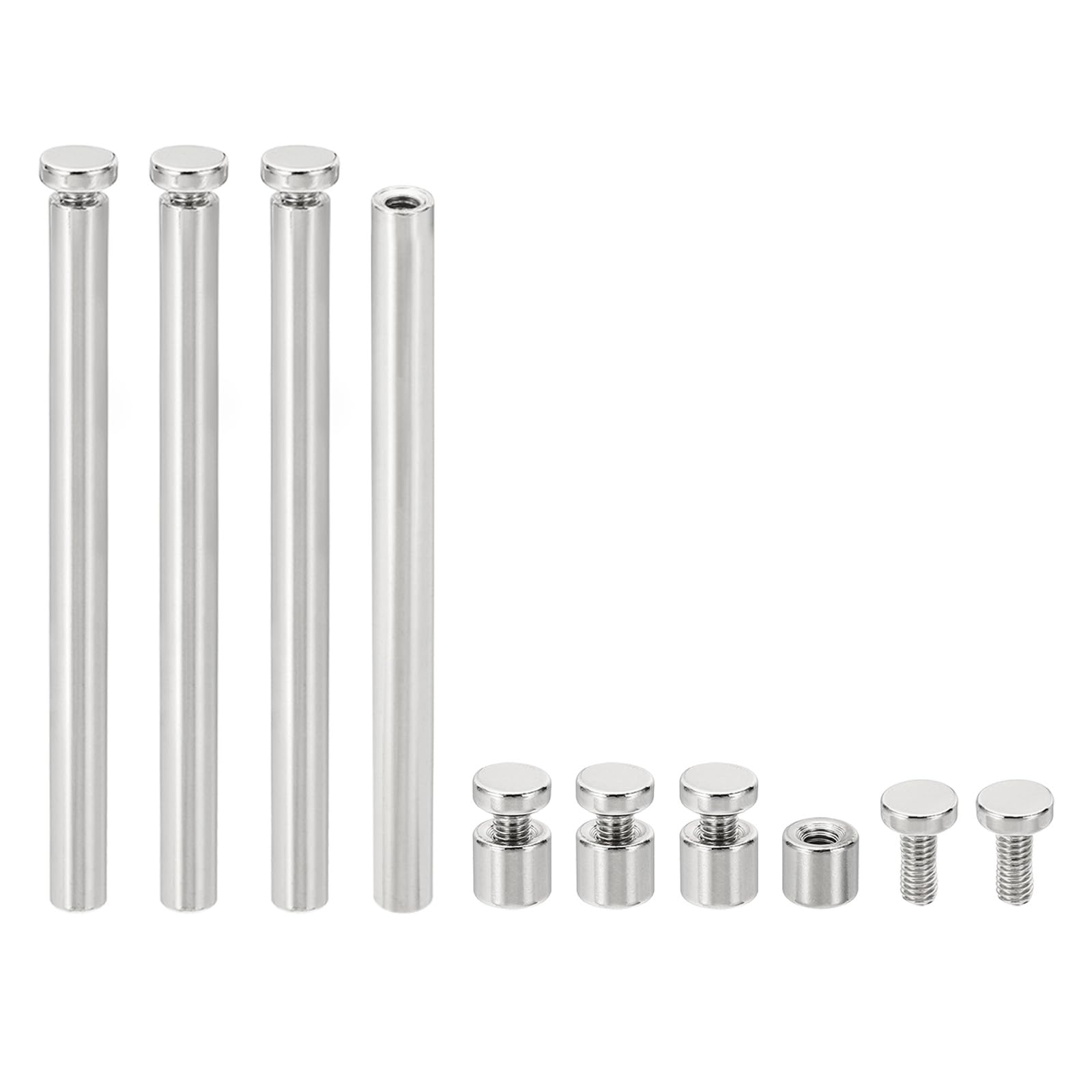 PATIKIL 1/4 x 2.8 inch Sign Standoff Screws, 4 Set Stainless Steel Wall Standoff Mounting Hardware Advertising Glass Nail for Hanging Acrylic Picture Frame Acrylic Panel, Silver