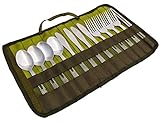 Wealers 13 Piece Stainless Steel Family Cutlery Set, Camping/picnic Utensil Set, All in 1 - Forks - Spoons - Knifes - Chopstick, Plus Nylon Carry Case for Easy Transport and Storage