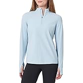 Mondetta Women's Long Sleeve Active Ribbed 1/2 Zip Top with Thumb Holes (US, Alpha, X-Large, Regular, Regular, Blue)