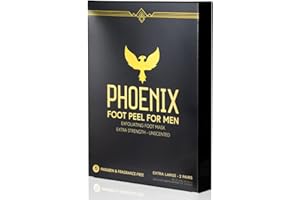 Phoenix Foot Peel for Men - Large - Extra Strength - Exfoliating Dry Feet Treatment - 2 Pack - Callous Remover - Unscented - 