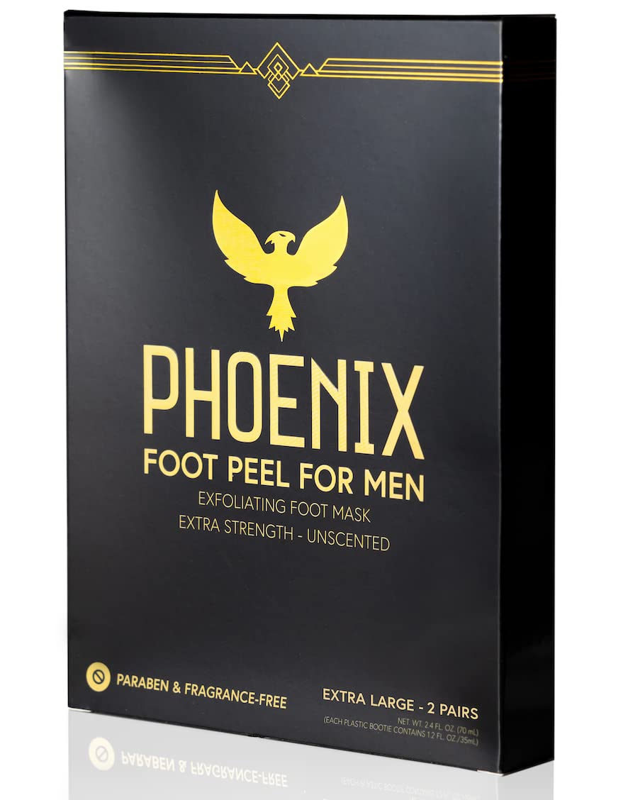 Phoenix Foot Peel for Men - Large - Extra Strength - 2 Pack - Callus Remover - Unscented - Paraben free