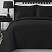 Comfy Bedding Extra Lightweight Modern Wireless Thermal Pressing Frame Quilted 3-Piece Oversize Bedspread Coverlet Set (King/Cali King, Black)