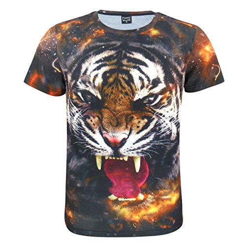Funny world man s fiercely tiger head 3d printed t-shirts (m)