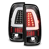 Xtune 1997-2003 F150, 1999-2007 F250/F350 Black Fiber-Optic-Light-Bar LED Tail Lights 2000 2001 2002 2003 Pair L+R