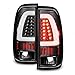 Xtune 1997-2003 F150, 1999-2007 F250/F350 Black Fiber-Optic-Light-Bar LED Tail Lights 2000 2001 2002 2003 Pair L+R