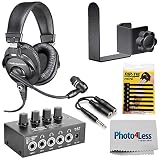 Audio-Technica Broadcast Stereo Headset w/Dynamic Boom Microphone + 1/4 TRS Cable + On Stage Clamp On Accessory Holder + Cleaning Cloth + Cable Tie