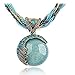 Challyhope Fashion Retro Bohemian Turquoise Stone Pendant Collar Statement Chunky Necklaces Rhinestone Gem Jewelry for Women Beach Hawaii (Blue)