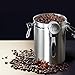 Large Coffee Bean Container with Scoop, Coffee Bag and Travel Jar - Stainless Steel Airtight Storage Canister with Co2 Gas Release and Calendar Wheel