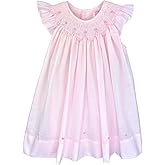 Petit Ami Pink Rosette Scalloped Smocked Neckline Bishop Dress 4T