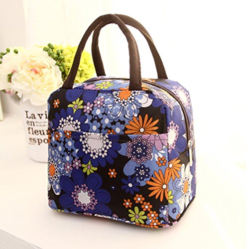 Lunch Handbag Among Thermal Insulated Tote Picnic Cool Canvas Bag Cooler Pouch Waterproof Zipper Boxes (Purple) - Thumbnail 2