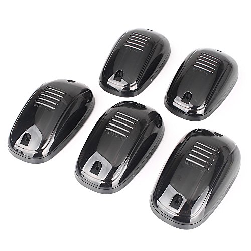 Mallofusa Smoke Black 5Pcs 9-LED Amber Cab Roof Running Marker Lights for 4x4 / Off-Road / SUV / Crossover / Jeep / RV 12V