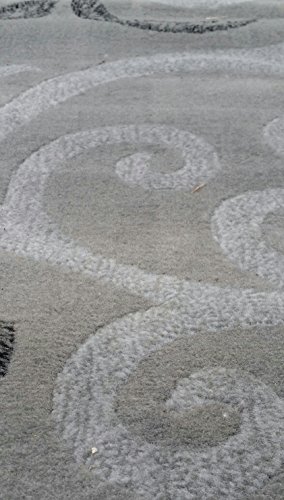 emirates Modern Long Runner Contemporary Area Rug Dark Grey Floral Design 525 (31 Inch X 9 Feet 10 Inch)