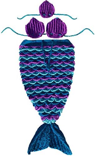 Bembika Newborn Handmade Lovely Knitted Mermaid Crochet Shorts with Headband Photography Prop Multi (Set of 3)