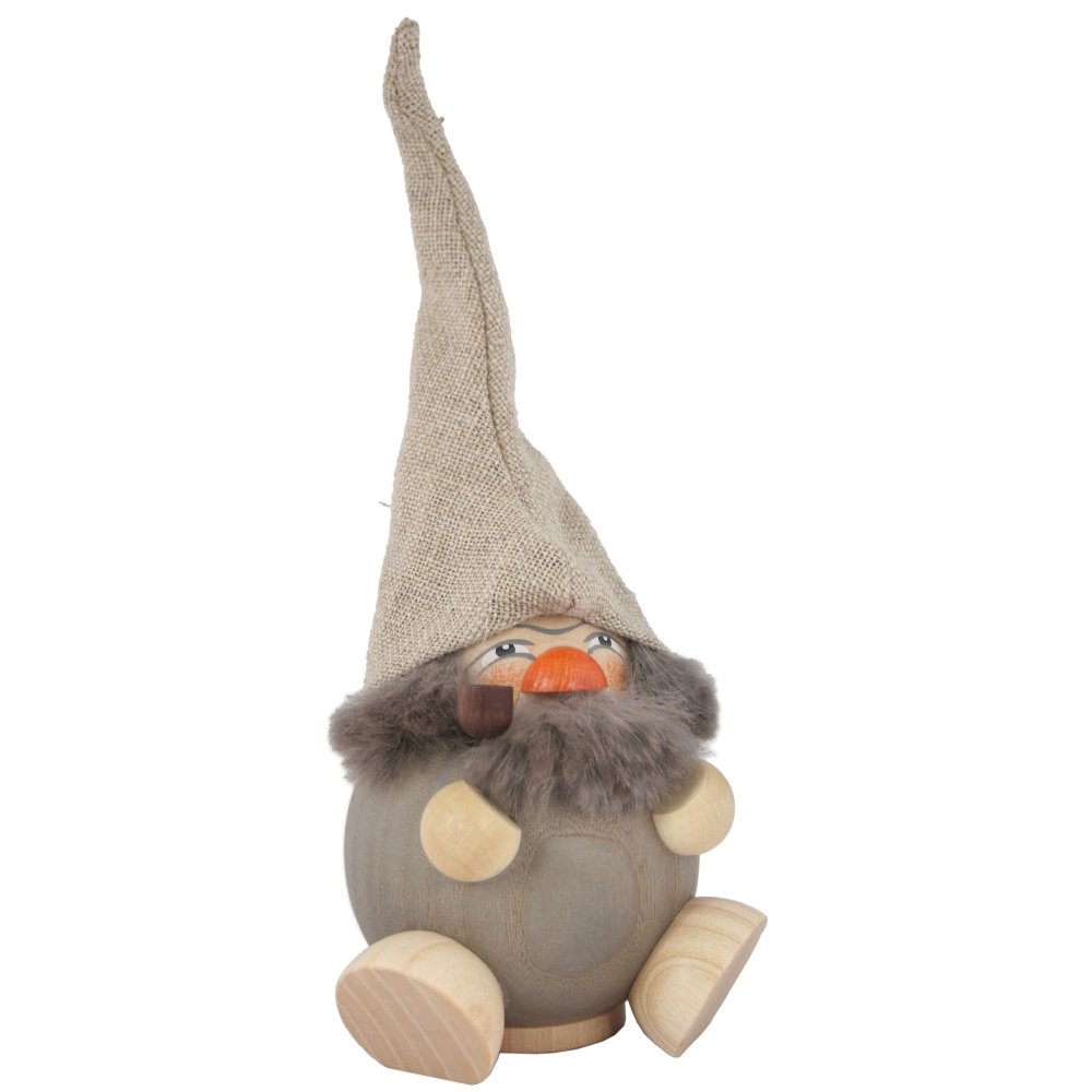 Seiffener Volkskunst German incense smoker forest dwarf stonegray, height 19 cm / 8 inch, original Erzgebirge by SV 19034