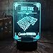 Game of Thrones Winter is Coming House Stark of Winterfell Direwolf 3D LED Acrylic Optical Illusion Night Light A Song of Ice and Fire Home Room Decor Cool Table Lamp(House Stark)