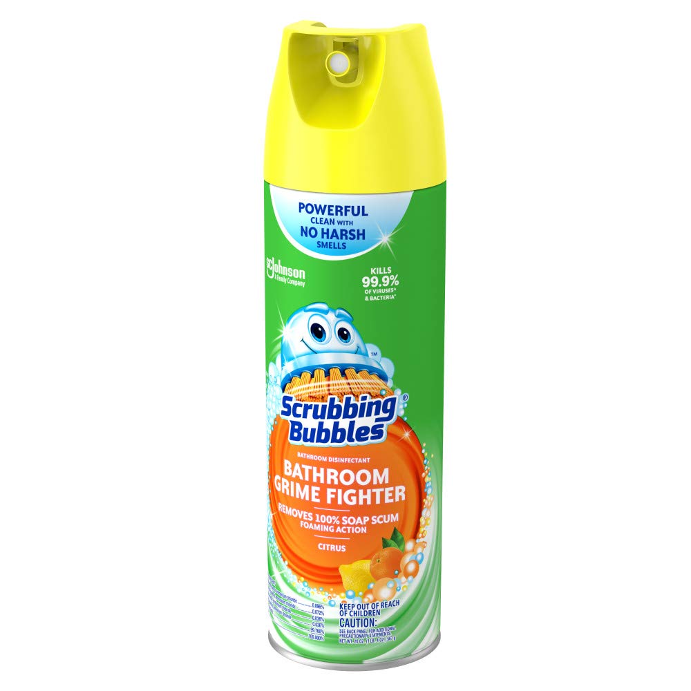 Scrubbing Bubbles Bathroom and Shower Cleaner Aerosol, Foaming Action Bathroom Grime Fighter, Citrus Scent, 20oz (Pack of 1)