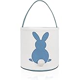 MONOBLANKS Easter Bunny Basket Bags, Rabbit Bucket Tote for Easter Egg Hunts Decorations Candy Gifts Storage (Blue)