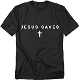 Popfunk Christian Jesus Saves Cross T Shirt – Faith and Inspiration Tee for Men or Women, Unisex Adult