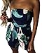 Yuandy Women Off Shoulder Jumpsuit Strapless Floral Print Striped Beach Shorts Rompers