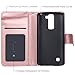 BENTOBEN LG K7 Case, LG Tribute 5 Wallet Case Secure Up and Down Flip Design Credit Card Slots Cash Holder Nickel Plated Press Stud Wrist Strap Magnetic Snap Closure,Rose Gold