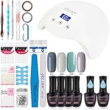 Gellen Gel Nail Polish Starter Kit with 24W LED lamp Base Top Coat, Manicure Tools Popular Nail Art Designs #2