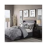 Modern Comforter Bedding Set Grey Silver with Pillows (Queen) Scented Candle Tart Included