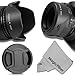 58MM Reversible Tulip Lens Hood + 58MM Center-Pinch Lens Cap for Canon Rebel (T6i T6 T6s T5i T5 T4i T3i T2i T1i XT XTi XSi)