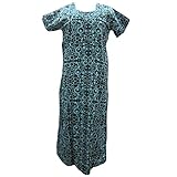 Womens Kaftan Maxi Dress Black Printed Caftan Bohemian House Dress