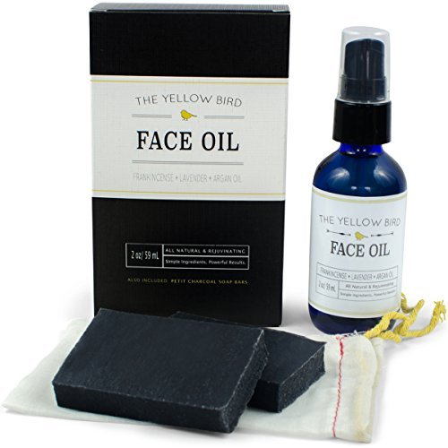 All Natural Charcoal Face Soap & Moisturizing Face Oil Set. Acne Skincare Kit. Gentle Facial Soap & Anti-Aging Face Oil Moisturizer for Dry Sensitive Skin. Dry Skin Treatment for Men and Women.
