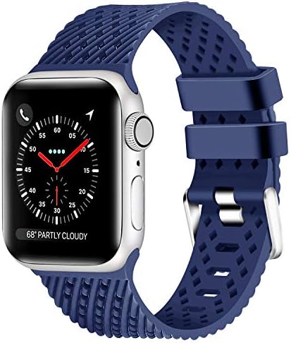 Lwsengme Compatible with Apple Watch Band (S/M M/L),Choose Color,Soft Rubber Replacement Sport Wristbands Compatible with Apple Watch Series 4/3/2/1(42mm/44mm-Color 02-Large)