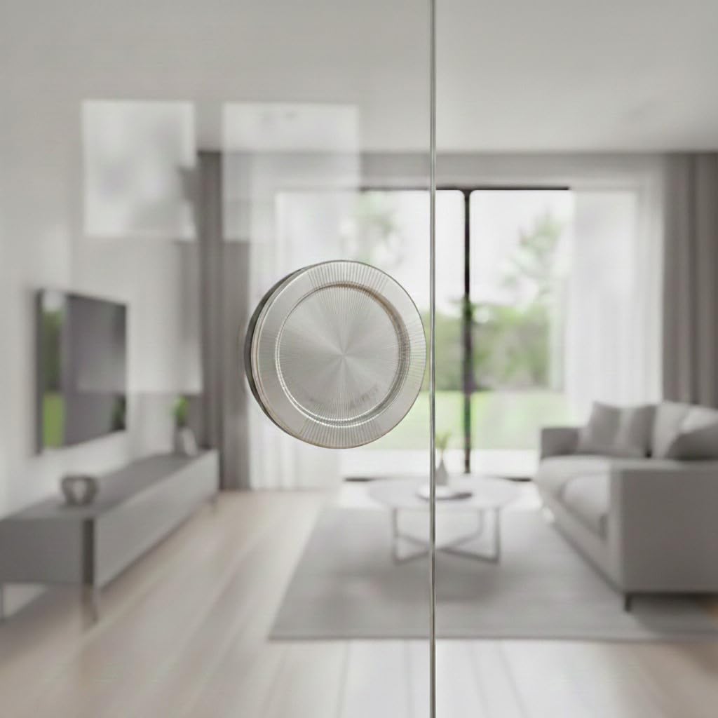 FIP Round Handle for glass doors with 3M stickers including stainless steel 5 cm X 5 cm X 6 mm